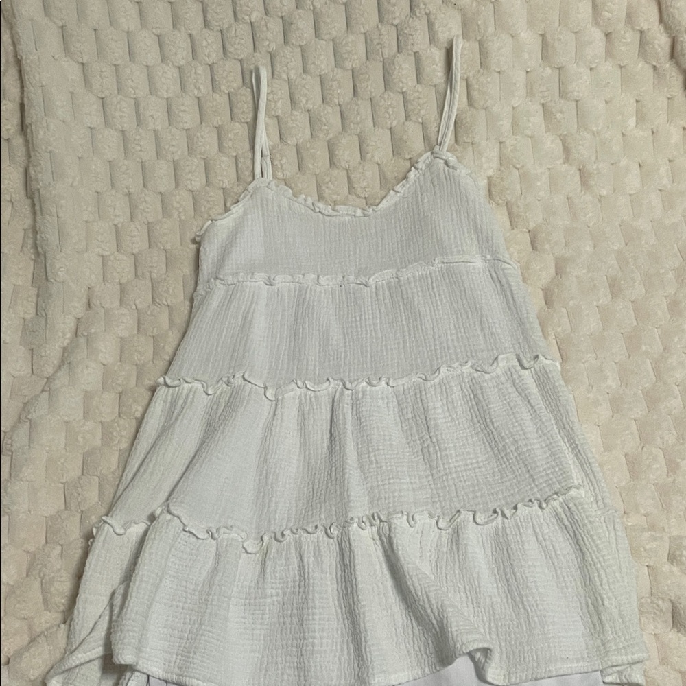 RSQ White Tiered Spaghetti-Strap Mini Dress